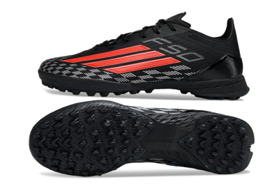 Adidas F50 Pro TF Football Shoes - Black/Fiery Red/Steel Grey