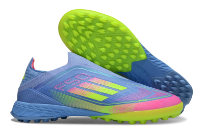 Adidas F50 Pro Laceless TF Football Shoes - Blue/Neon Green/Fluorescent Pink