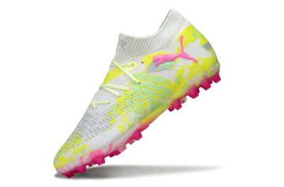 Puma Future 8 Ultimate MG Football Boots - White/Neon Yellow/Pink Sparkle