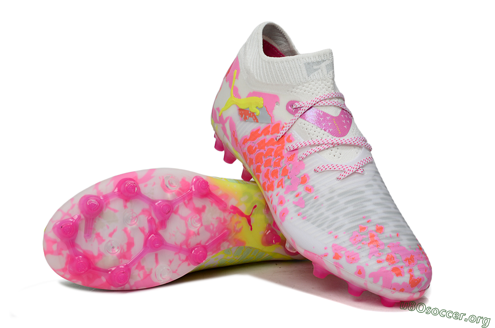 Puma Future 8 Ultimate MG Football Boots - White/Neon Yellow/Pink Sparkle 0