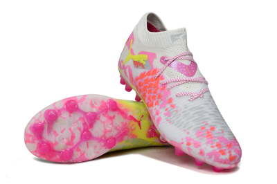 Puma Future 8 Ultimate MG Football Boots - White/Neon Yellow/Pink Sparkle