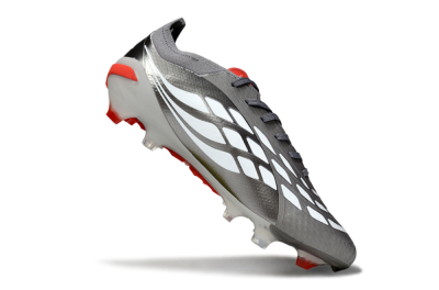Adidas Predator 25 Elite FG Football Boots - Gray/Fiery Red/Metallic Silver