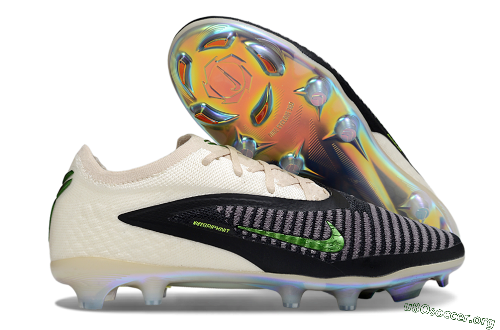 Nike Phantom 6 Low Elite FG Football Boots - Black/Electric Green/Champagne 2