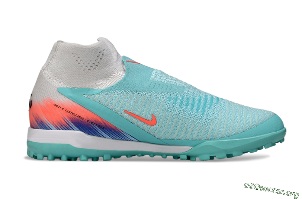 Nike Phantom 6 Elite High TF Football Shoes - Aqua/Bright Aqua/Coral Burst 7