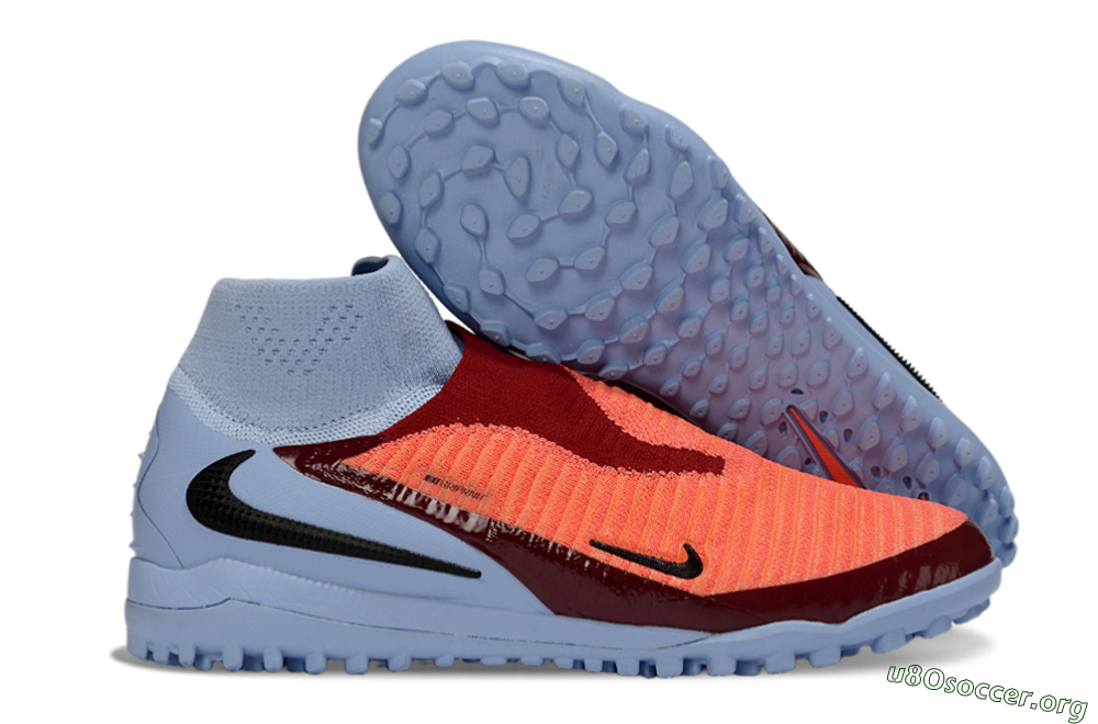 Nike Phantom 6 Elite High TF Football Shoes - Orange/Crimson Red/Blue Ice 2