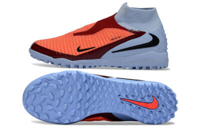 Nike Phantom 6 Elite High TF Football Shoes - Orange/Crimson Red/Blue Ice
