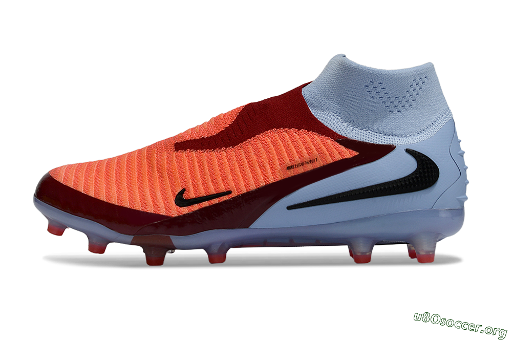 Nike Phantom 6 Elite High AG Football Boots - Orange/Crimson Burst/Light Blue 3