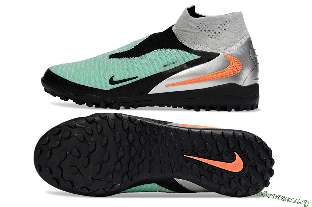 Nike Phantom 6 Elite High TF Football Shoes - Mint/Coral Orange/Silver Grey 1