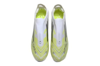 Adidas F50+ Elite Laceless FG Football Boots - White/Electric Yellow/Iridescent Silver