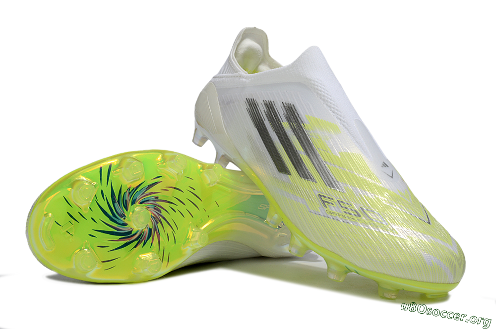 Adidas F50+ Elite Laceless FG Football Boots - White/Electric Yellow/Iridescent Silver 0