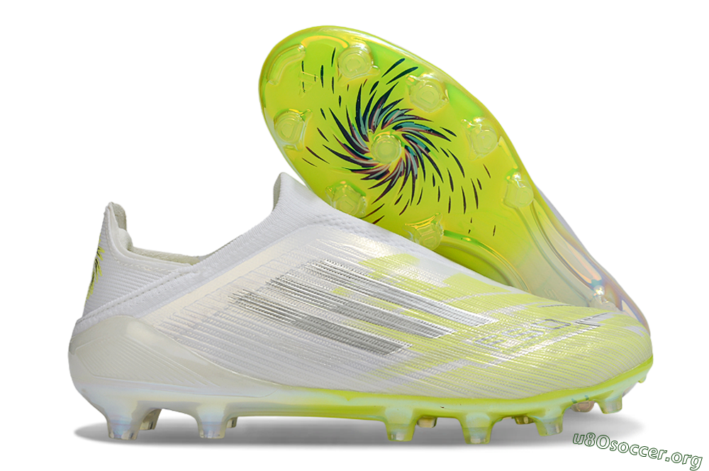 Adidas F50+ Elite Laceless FG Football Boots - White/Electric Yellow/Iridescent Silver 2