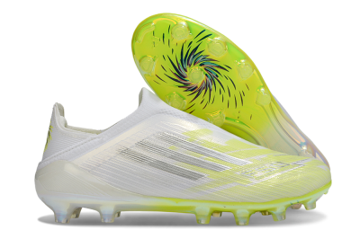 Adidas F50+ Elite Laceless FG Football Boots - White/Electric Yellow/Iridescent Silver