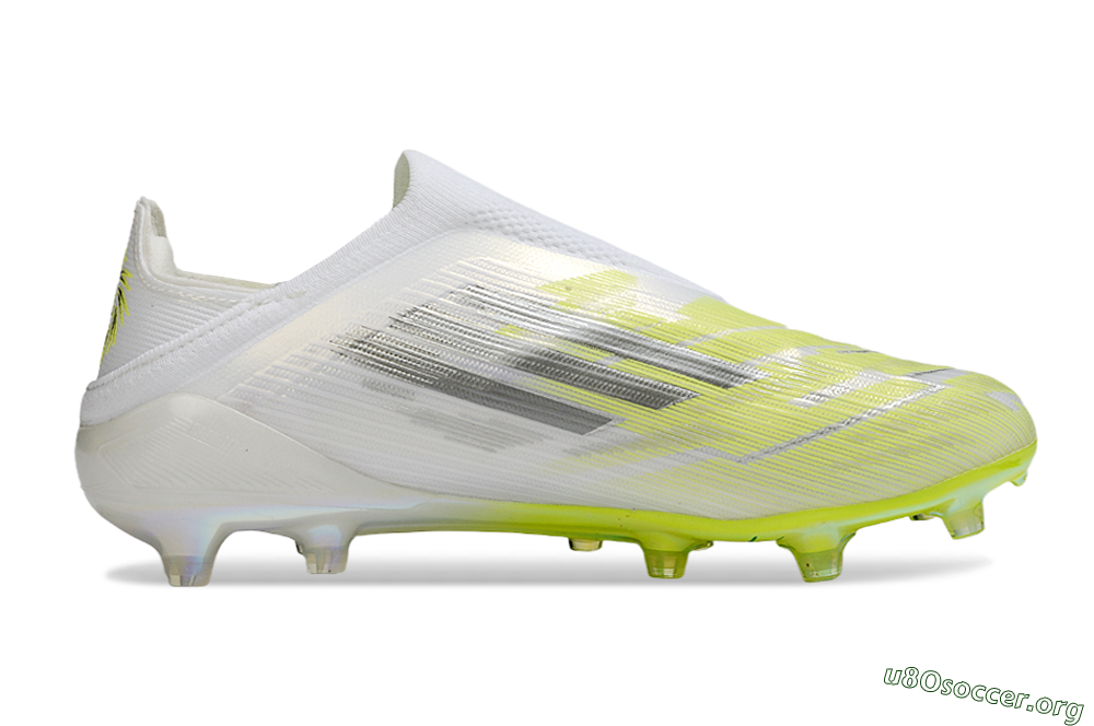 Adidas F50+ Elite Laceless FG Football Boots - White/Electric Yellow/Iridescent Silver 7