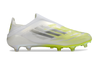 Adidas F50+ Elite Laceless FG Football Boots - White/Electric Yellow/Iridescent Silver