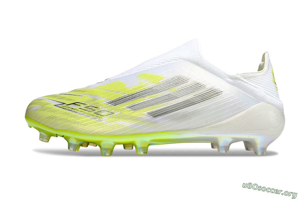 Adidas F50+ Elite Laceless FG Football Boots - White/Electric Yellow/Iridescent Silver 3