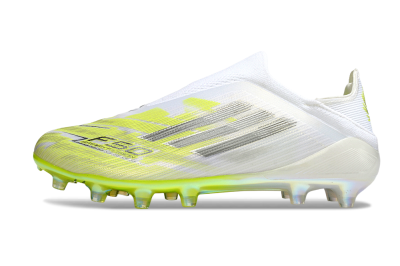 Adidas F50+ Elite Laceless FG Football Boots - White/Electric Yellow/Iridescent Silver