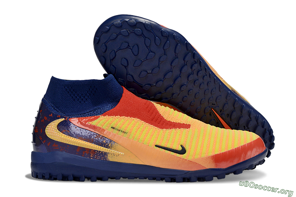 Nike Phantom 6 Elite High TF Football Shoes - Orange/Fiery Orange/Deep Blue 2