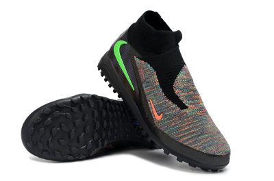 Nike Phantom 6 Elite High TF Football Shoes - Black/Neon Green/Coral Orange