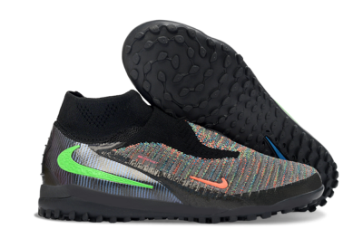Nike Phantom 6 Elite High TF Football Shoes - Black/Neon Green/Coral Orange