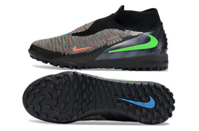 Nike Phantom 6 Elite High TF Football Shoes - Black/Neon Green/Coral Orange
