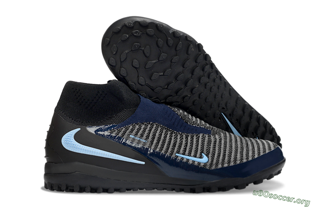 Nike Phantom 6 Elite TF Football Shoes - Black/Navy Blue/Sky Blue 2
