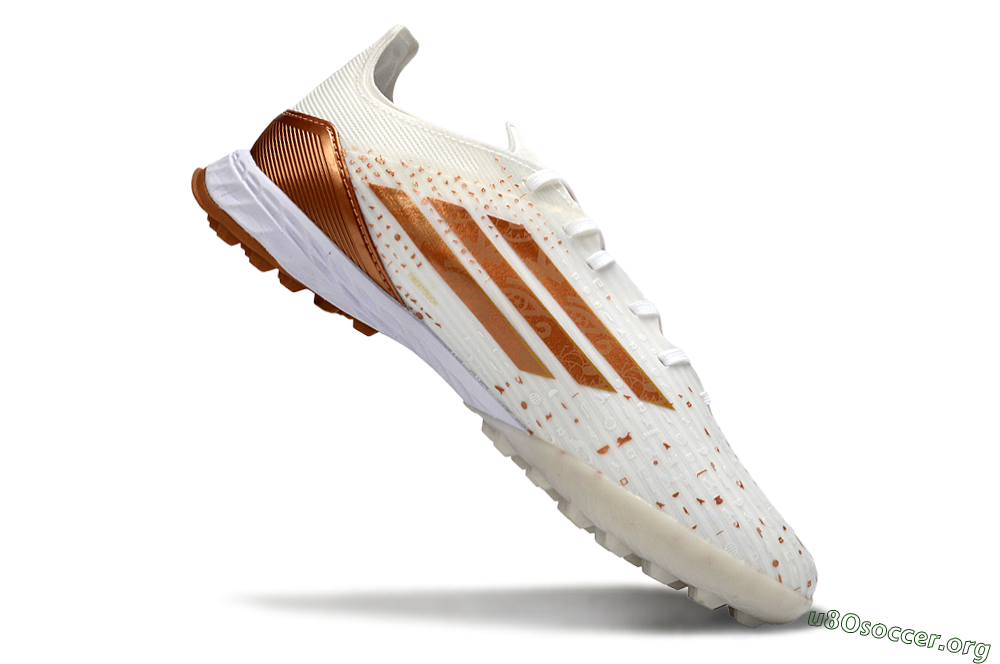 Adidas F50 Pro TF Football Shoes - White/Copper Gold/White 4