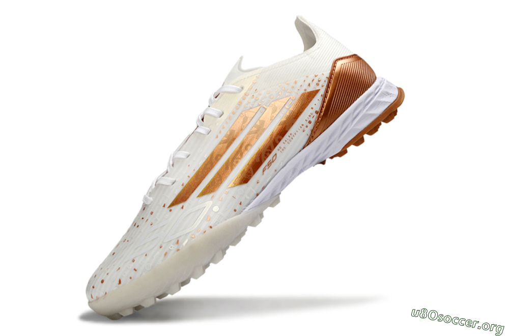 Adidas F50 Pro TF Football Shoes - White/Copper Gold/White 5