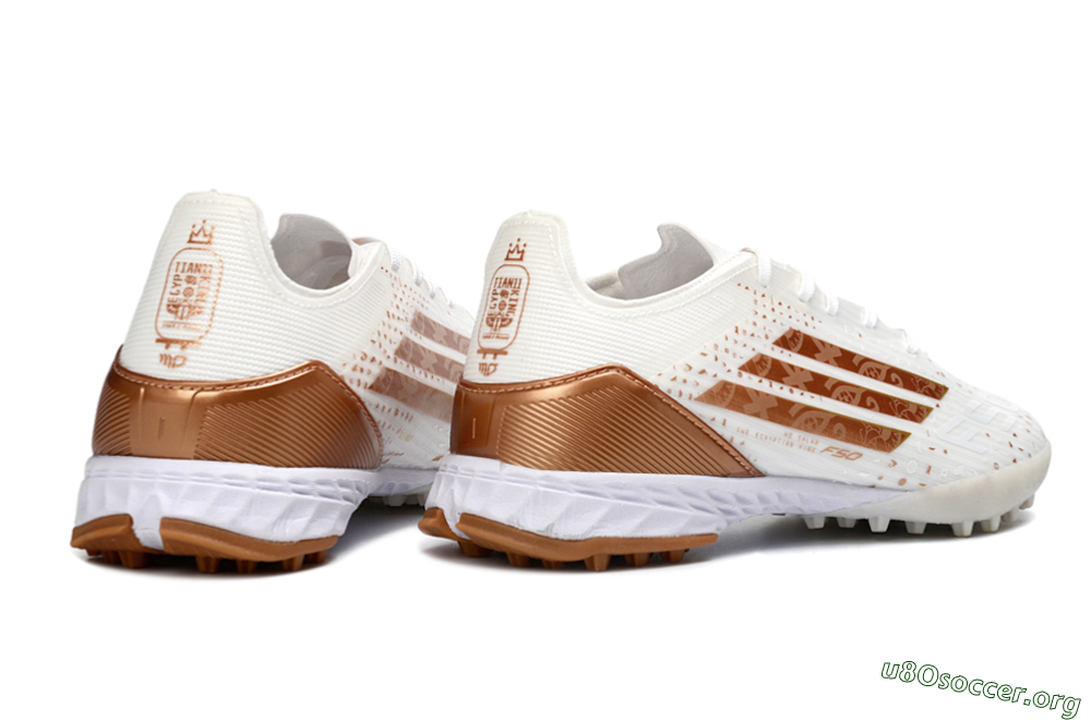 Adidas F50 Pro TF Football Shoes - White/Copper Gold/White 6