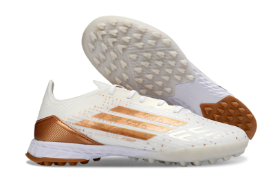 Adidas F50 Pro TF Football Shoes - White/Copper Gold/White