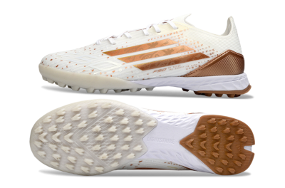 Adidas F50 Pro TF Football Shoes - White/Copper Gold/White