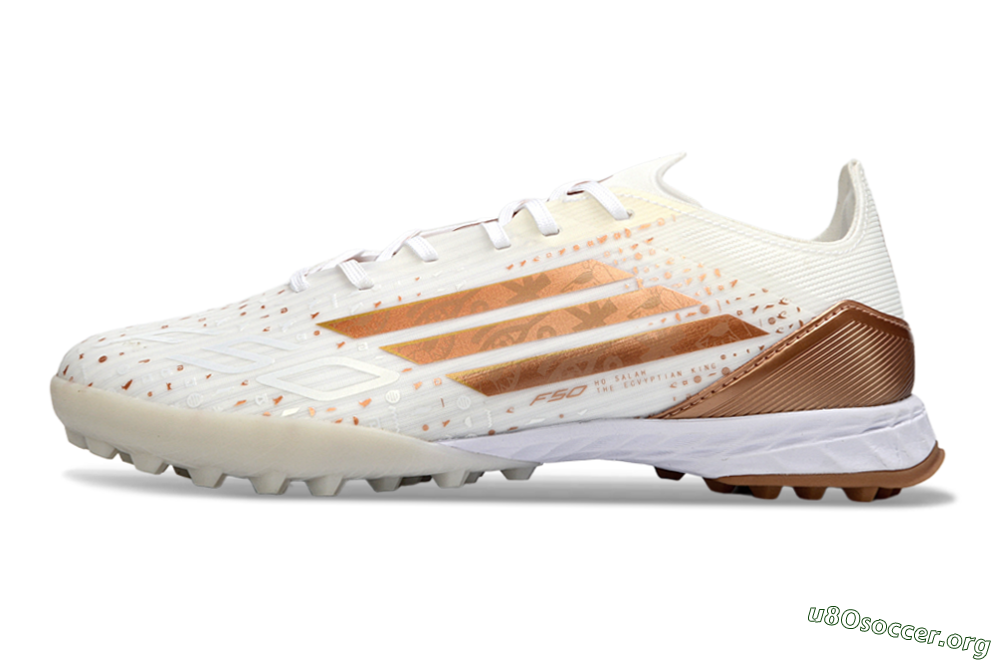 Adidas F50 Pro TF Football Shoes - White/Copper Gold/White 3