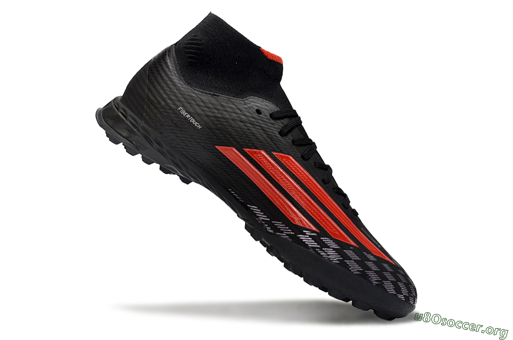 Adidas F50 Pro Mid TF Football Shoes - Black/Fiery Red/Graphite Black 4