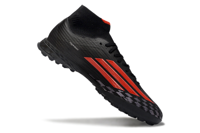 Adidas F50 Pro Mid TF Football Shoes - Black/Fiery Red/Graphite Black