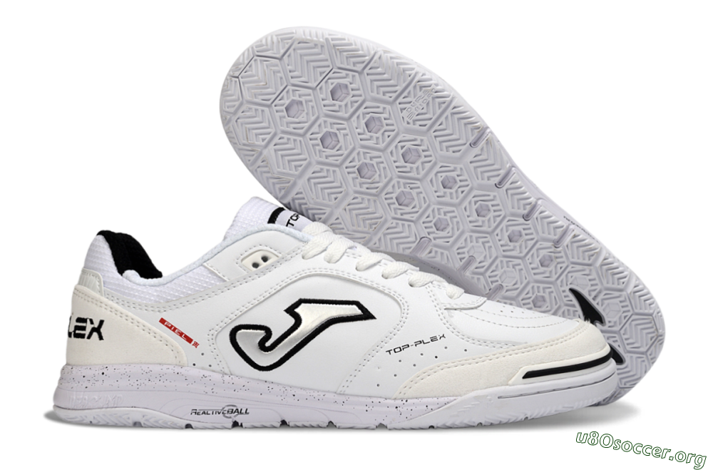 Joma Top Flex IC Football Shoes - White/Black/Gray 2