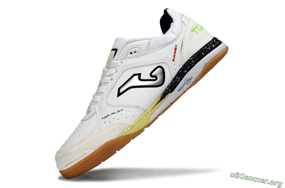 Joma Top Flex IC Football Shoes - White/Black/Neon Green 5