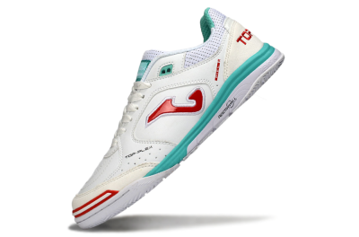 Joma Top Flex IC Football Shoes - White/Aqua Blue/Red