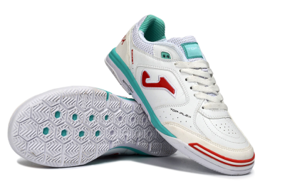 Joma Top Flex IC Football Shoes - White/Aqua Blue/Red