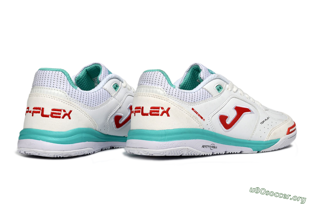 Joma Top Flex IC Football Shoes - White/Aqua Blue/Red 6