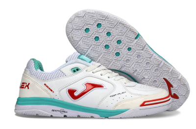Joma Top Flex IC Football Shoes - White/Aqua Blue/Red