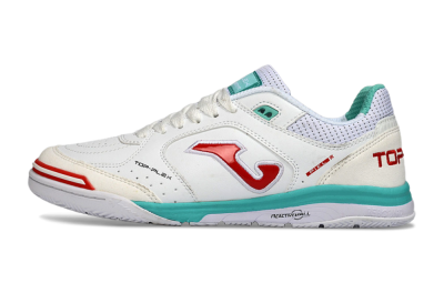 Joma Top Flex IC Football Shoes - White/Aqua Blue/Red