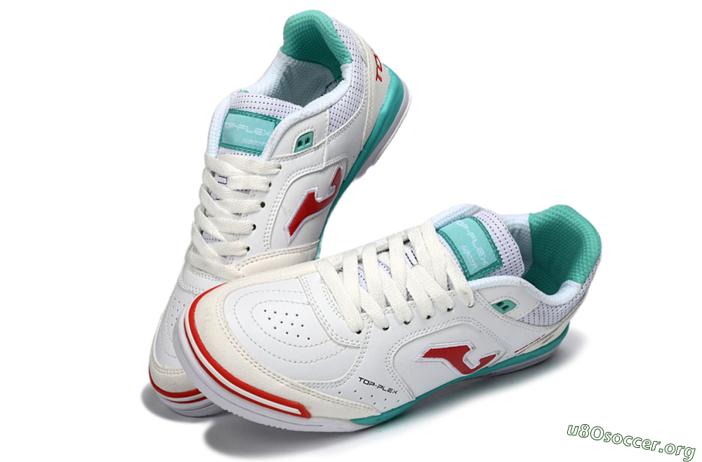 Joma Top Flex IC Football Shoes - White/Aqua Blue/Red 0