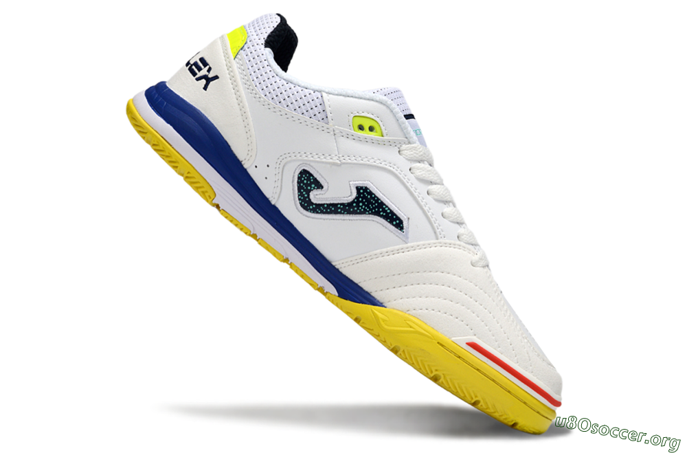 Joma Top Flex IC Football Shoes - White/Bright Yellow/Royal Blue 4