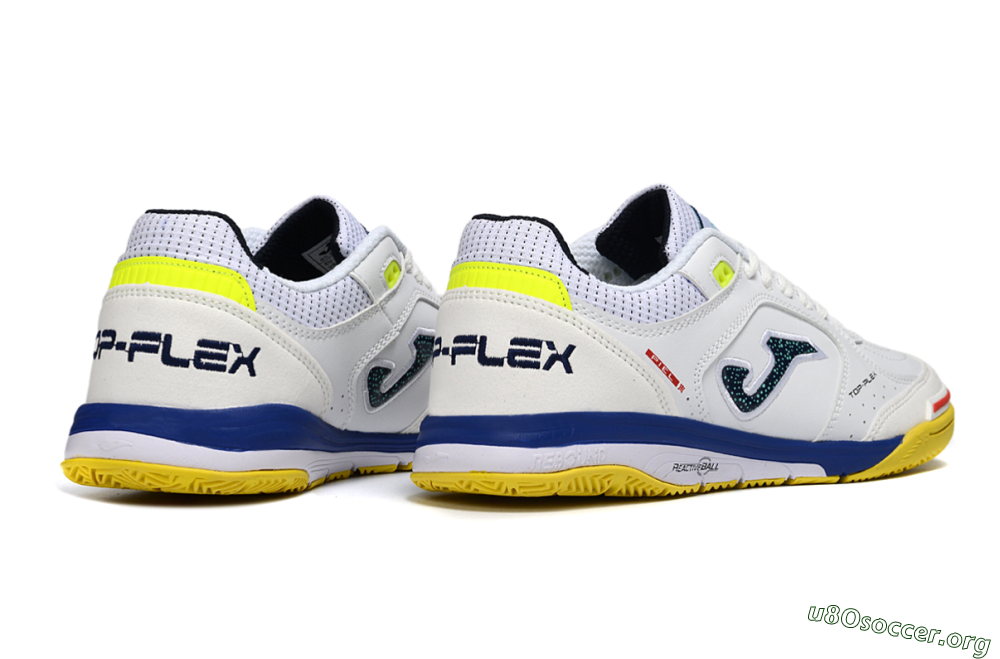 Joma Top Flex IC Football Shoes - White/Bright Yellow/Royal Blue 6