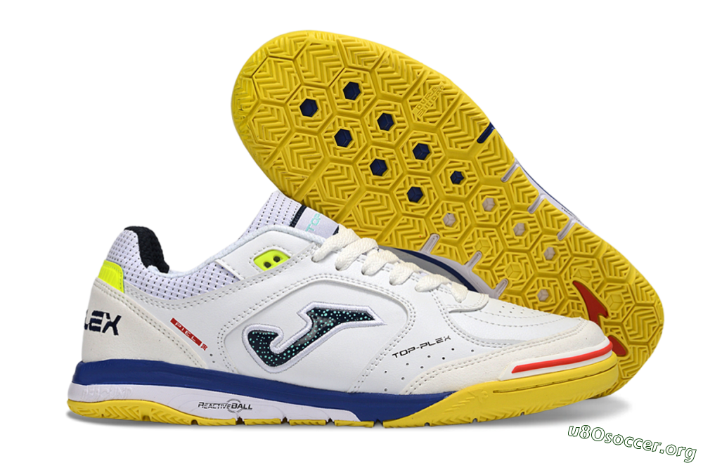 Joma Top Flex IC Football Shoes - White/Bright Yellow/Royal Blue 2