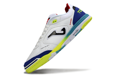 Joma Top Flex IC Football Shoes - White/Electric Yellow/Deep Blue