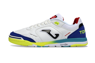 Joma Top Flex IC Football Shoes - White/Electric Yellow/Deep Blue