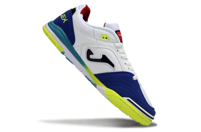 Joma Top Flex IC Football Shoes - White/Electric Yellow/Deep Blue