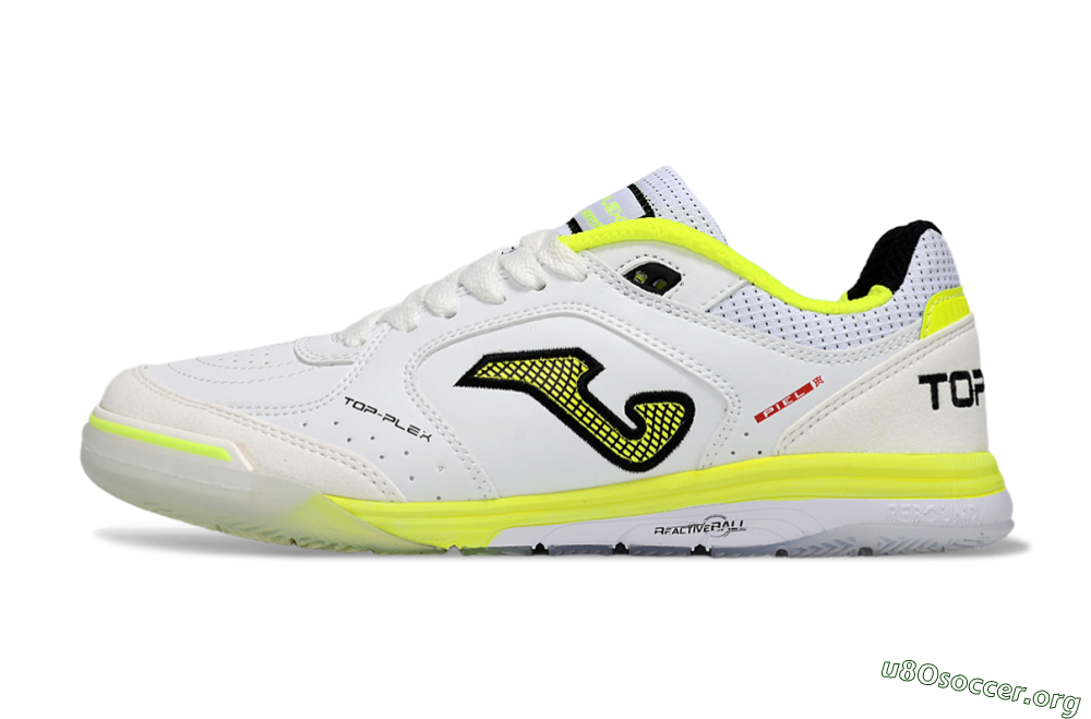 Joma Top Flex IC Football Shoes - White/Neon Yellow/Black 3