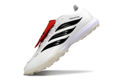 Adidas Predator 26 Elite Fold-Over Tongue TF Football Shoes - White/Crimson Red/Black