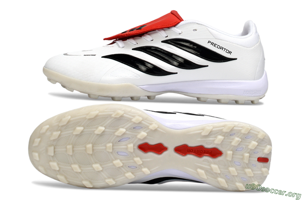 Adidas Predator 26 Elite Fold-Over Tongue TF Football Shoes - White/Crimson Red/Black 1